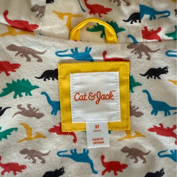 Classic Yellow Rain Slicker, Cat & Jack Waterproof Dinosaur Print Rain Jacket - Picture 4 of 6